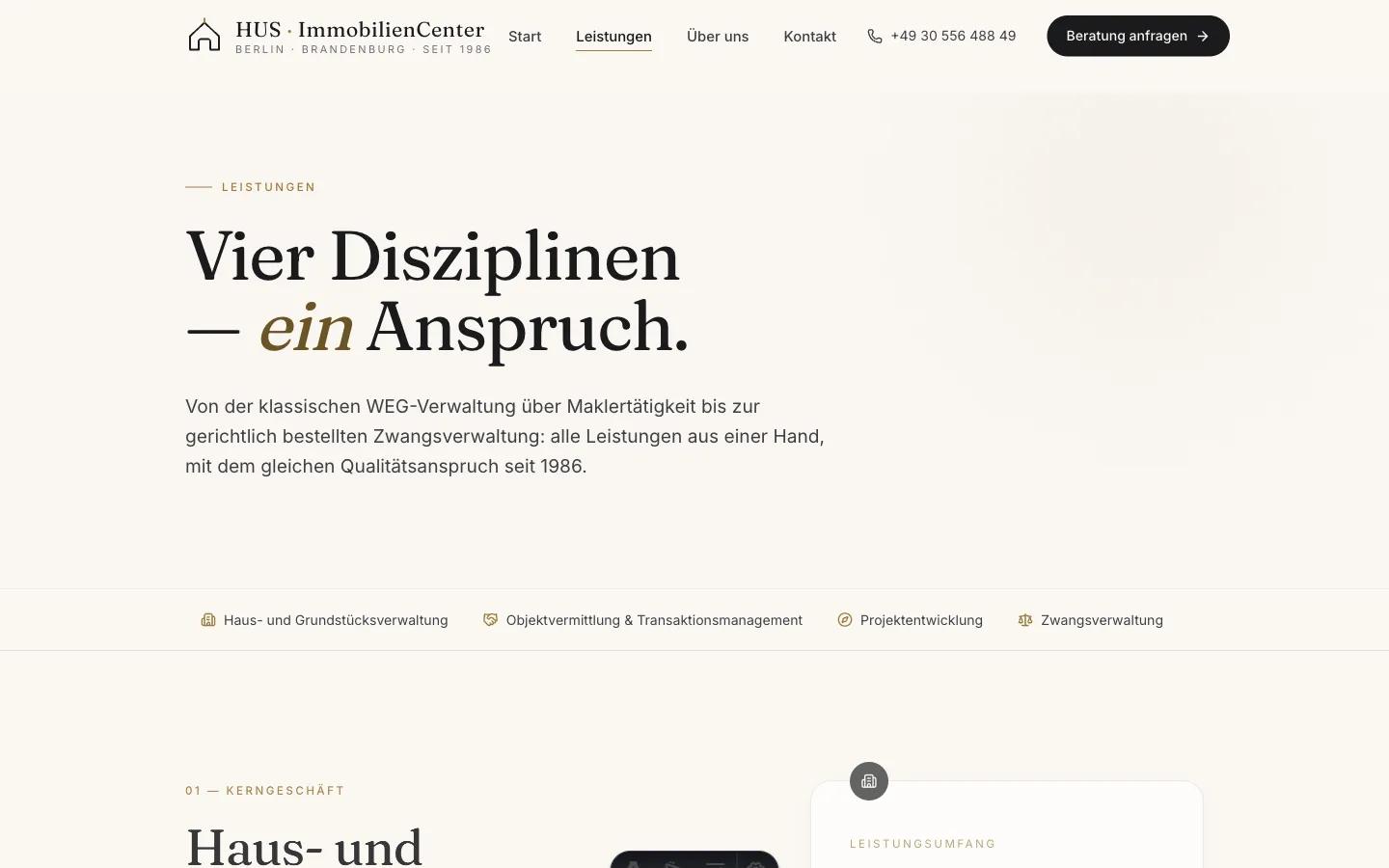 Leistungen Long-Page